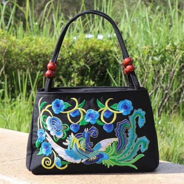 New Fashion Embroidery Women Small handbags National Floral Embroidered Lady Top-handle bags Single-layer Beading Falp Carrier 2