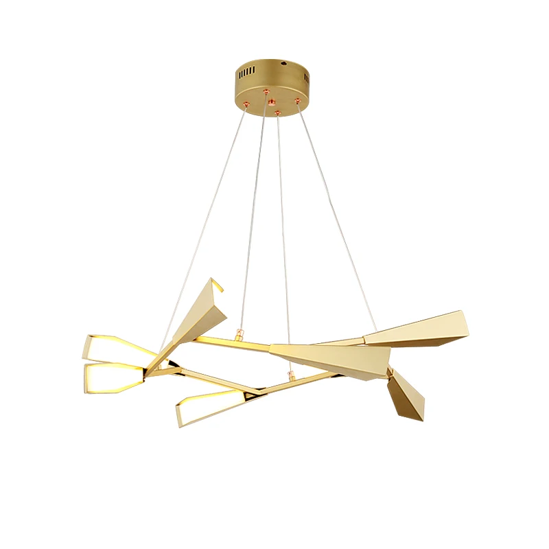 

Post-modern creative Golden LED chandelier Acrylic Leaf Art fixtures Nordic living room hanging lamp bedroom home deco lighting