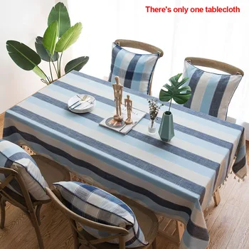 

Stripe Simple Rectangle Tassel Anti Dust Washable Kitchen Dinning Decoration Table Cloth Protective Waterproof Polyester Cover
