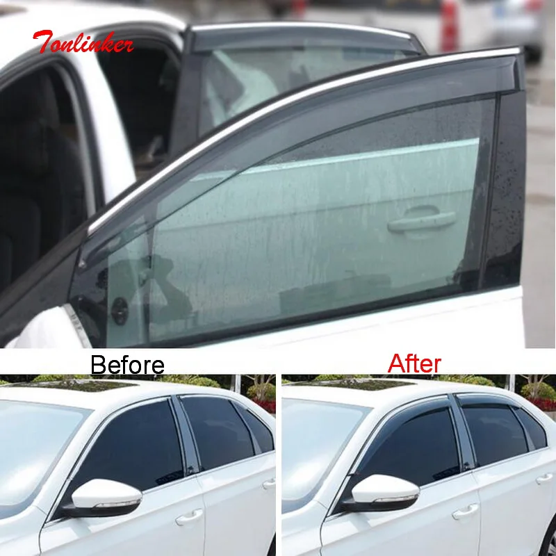 Tonlinker Modified Special Rain Shield Cover Case stickers for AUDI Q5 2010-18 Car Styling 4 PCS ABS Acrylic | Автомобили и