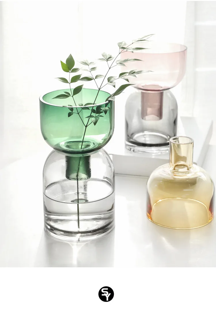 Nordic luxury Transparent glass vase Hydroponic plant Flower arrangement Flower Desktop home decoration Vase gift