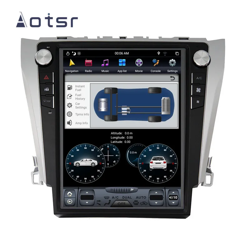 Perfect Tesla style Android 9.0 car GPS navigation for Toyota Camry 2012-2016 Auto Radio Stereo Head Unit Tape Recorder Vertical Screen 3