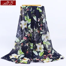 2020 New Chiffon scarf Flowers print women fashion luxury brand hijab bohemian summer ladies scarfs poncho shawl ladies scarves