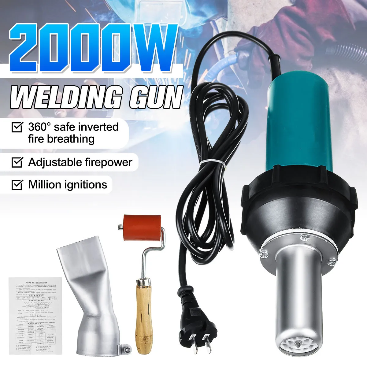 US $70.99 AC 220V 2000W 5060Hz Hot Air Torch Plastic Welding Gun Welding Torches For Welder Round Flat Nose Wholesale Price