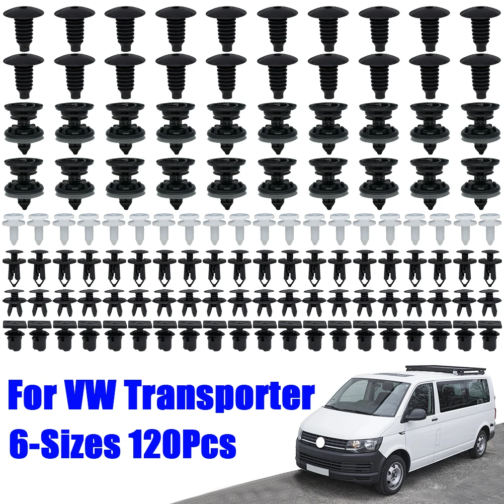 120 Pz 6 Dimensioni Pannelli Di Rivestimento Portiera Auto Clip Auto Corpo Push Pin Rivetto Interno Tetto Tappeto Fermo Per Vw Transporter T4 T5 T6