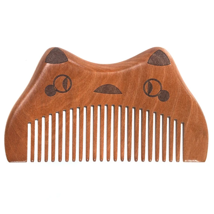 Nanmu Comb Portable Massage Antistatic Cute Cats Head Comb MP789