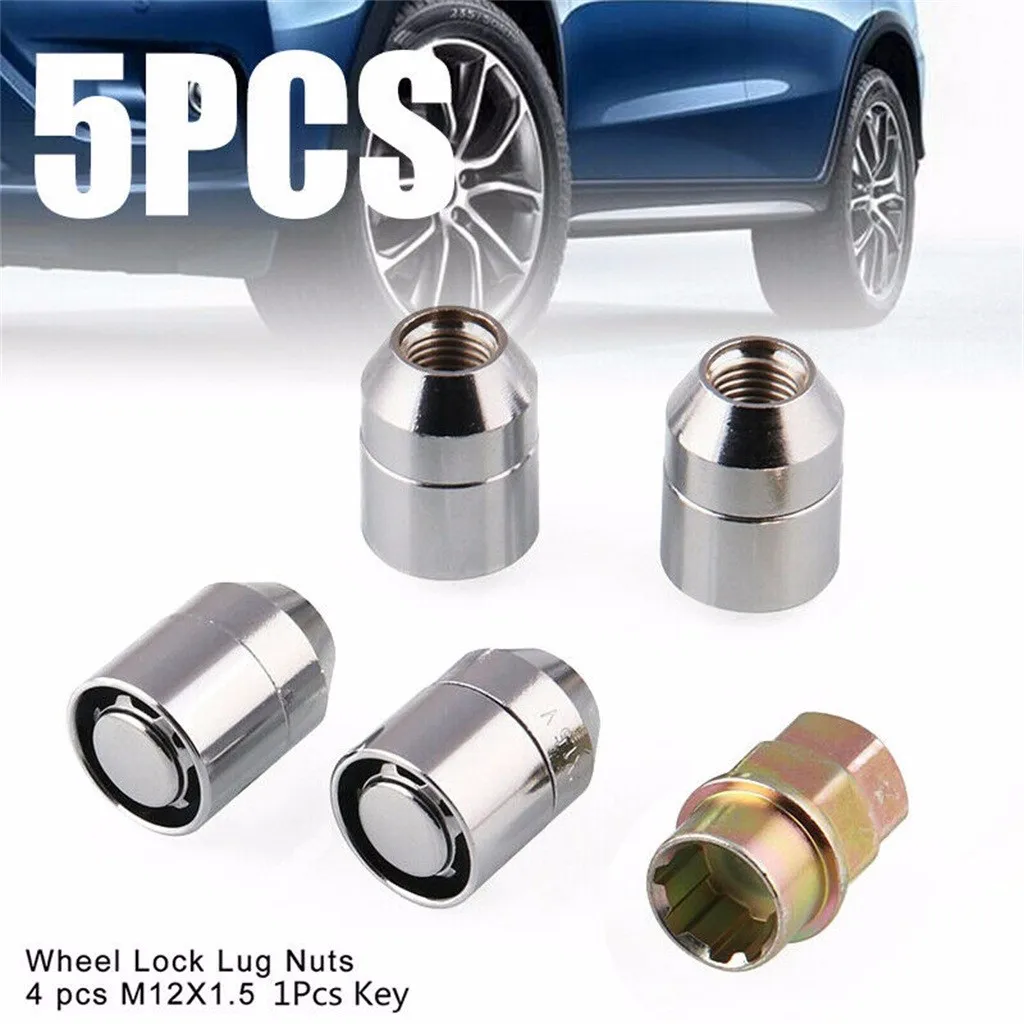 

M12x1.5 Wheel Lock Lug Nuts 4 Anti Theft Locking Nuts+1 Key Set Universal 4 * Internal Thread 1 * Anti-theft Nut Tyre Nut