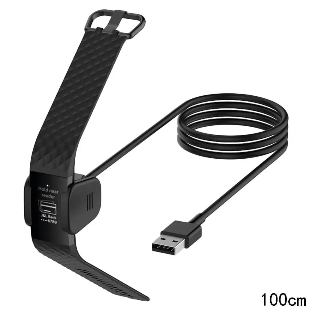 Wristband Charger USB Charging Cable Wire Accessories For Fitbit Black