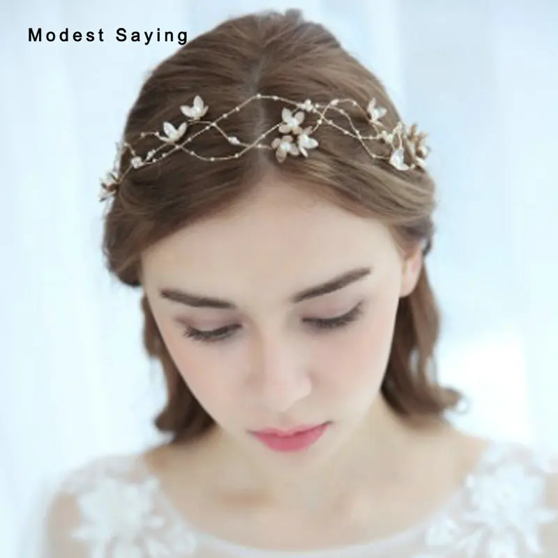 Fairy Beaded Flowers Wedding Headbands Bridal Headwear Wreath Wedding Accessories for Brides headpiece dekoracje weselne