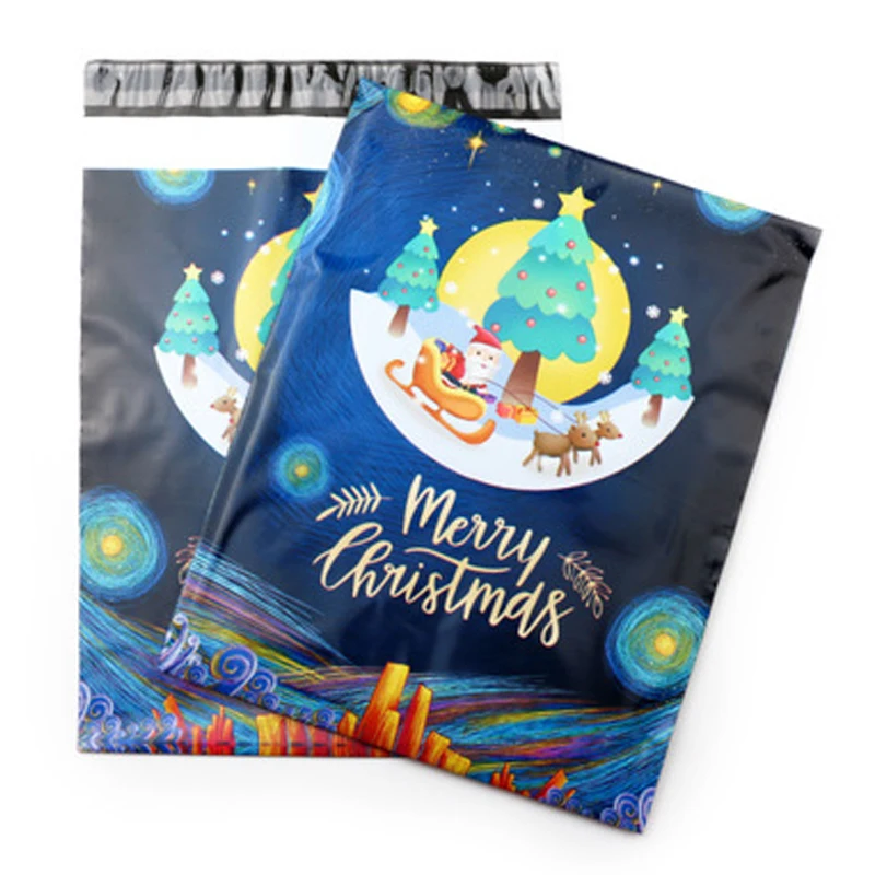 

50pcs/Lot Christmas Poly Courier Mailing Packing Bags Thank you 10*13Inch Thicken Waterproof Storage Bag Envelope Custom Postal