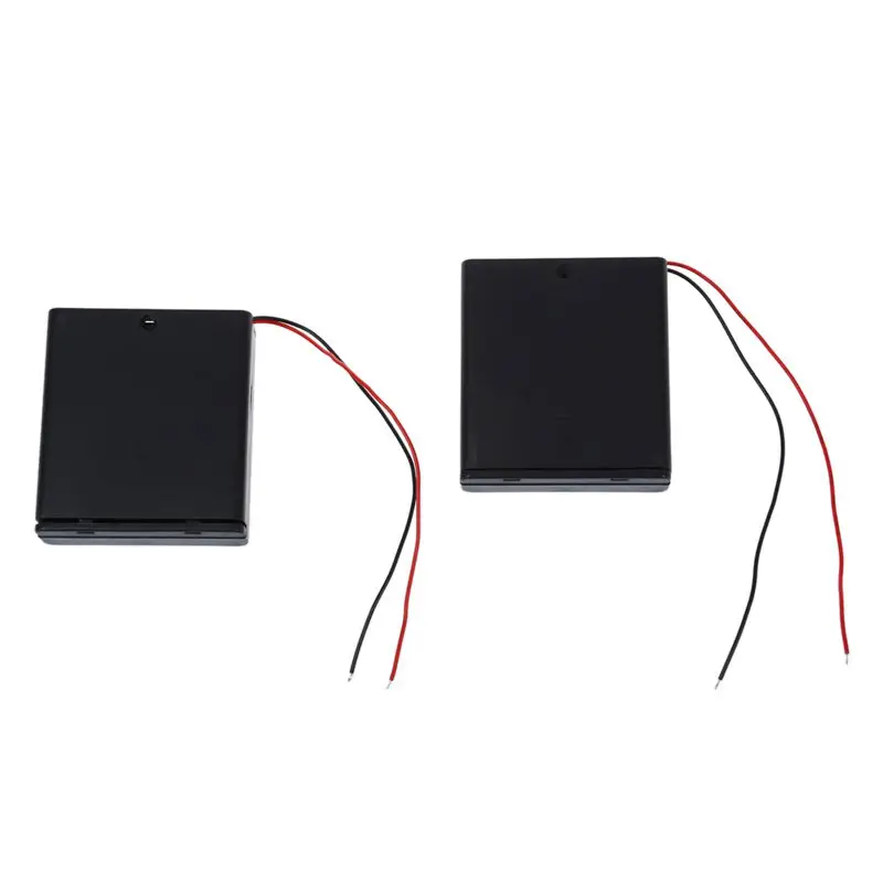 2 Pcs 4 x AA 6V Battery Holder Case Box Wired ON/OFF Switch w Cover |