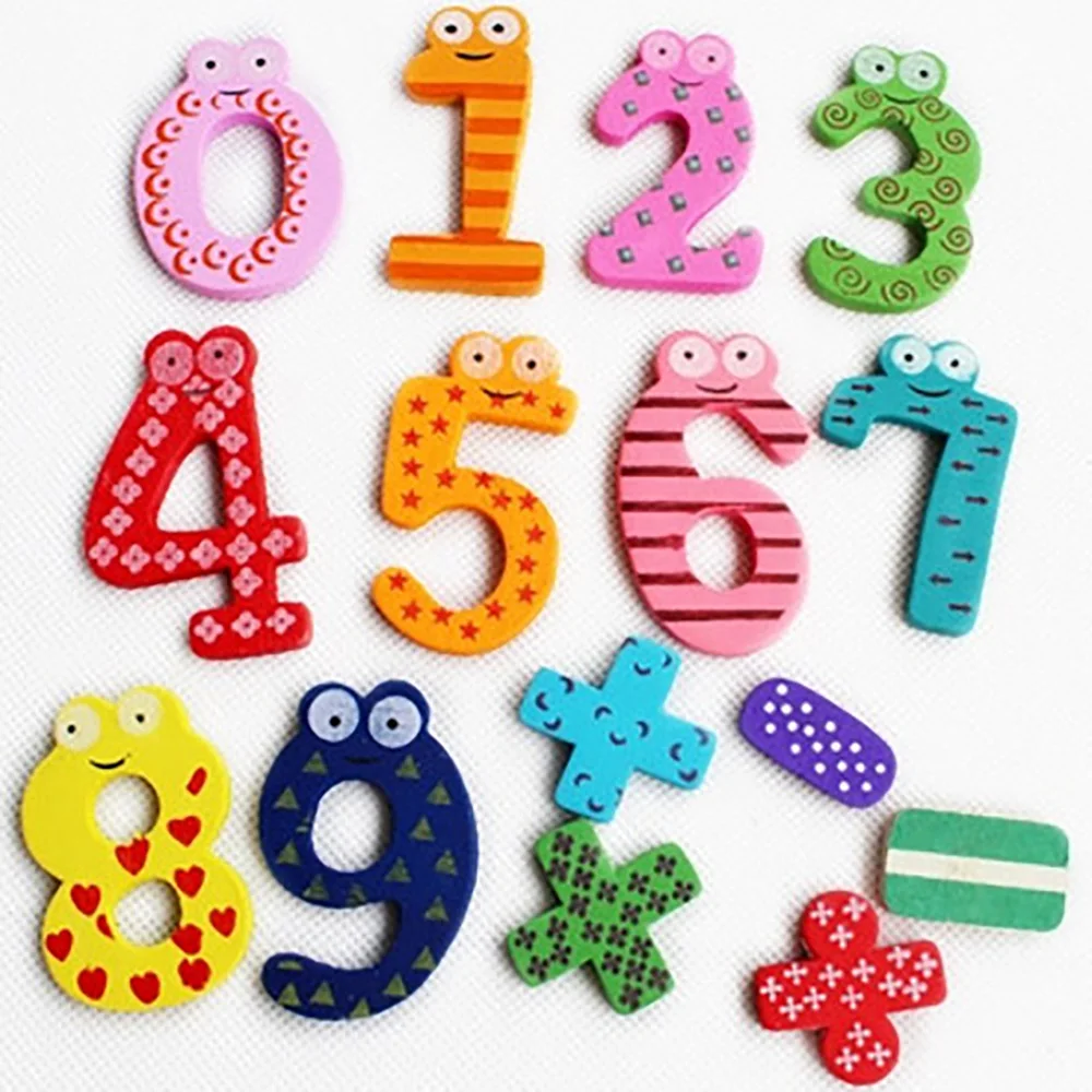 Lychee Life Number 0-9 Fridge Magnets Stickers Maths Symbols Wooden Refrigerator Magnets Creative Magnetic Sticker For Kids