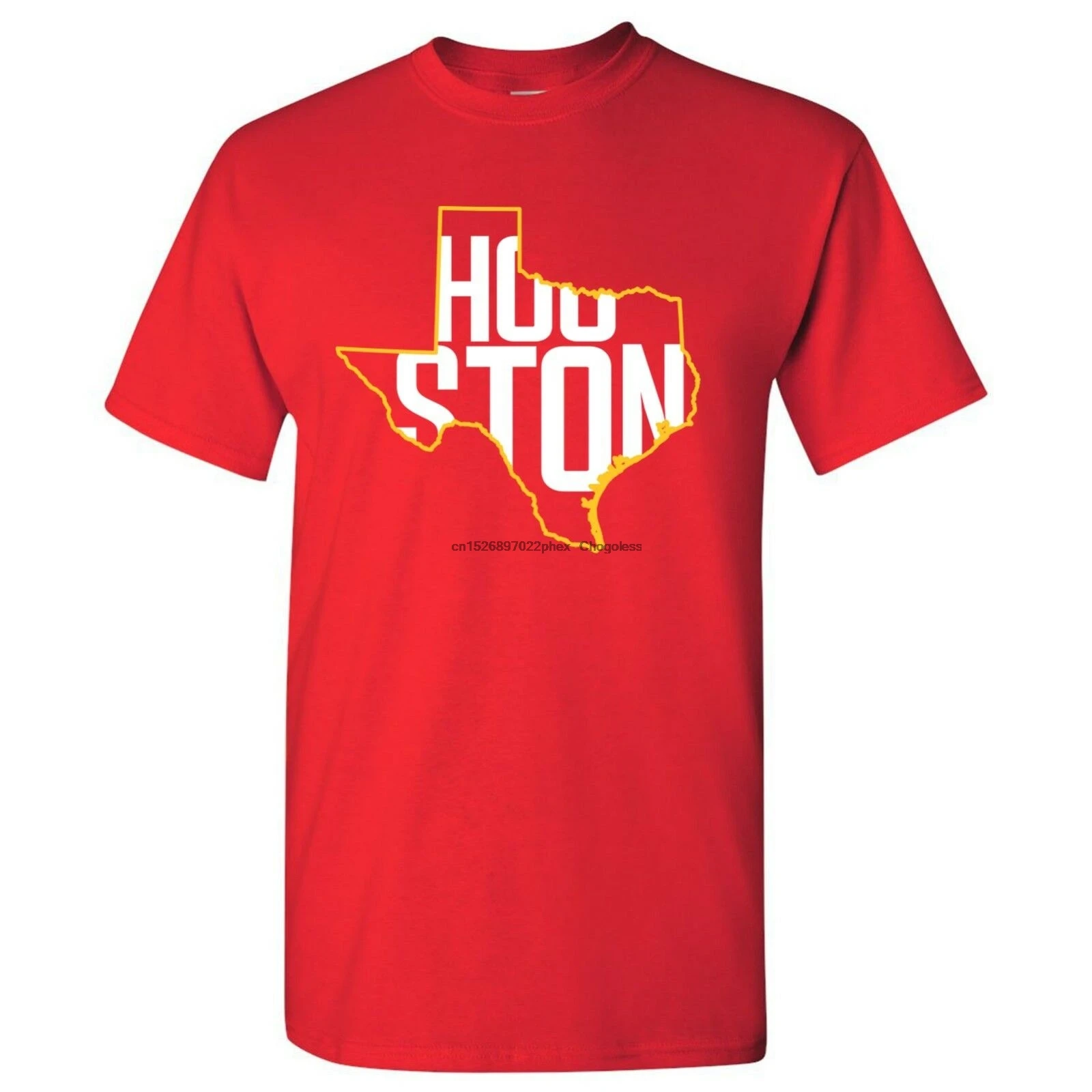 Houston Basketball State Outline Unisex T-Shirt - Red |
