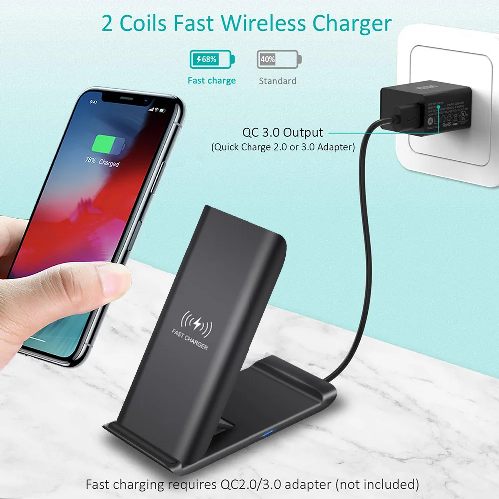 quick charge 2.0 for Nokia XR20 Wireless Charger For Huawei P50 Pro Qi Fast Charging Pad Power Case Phone Accessory 65 w charger