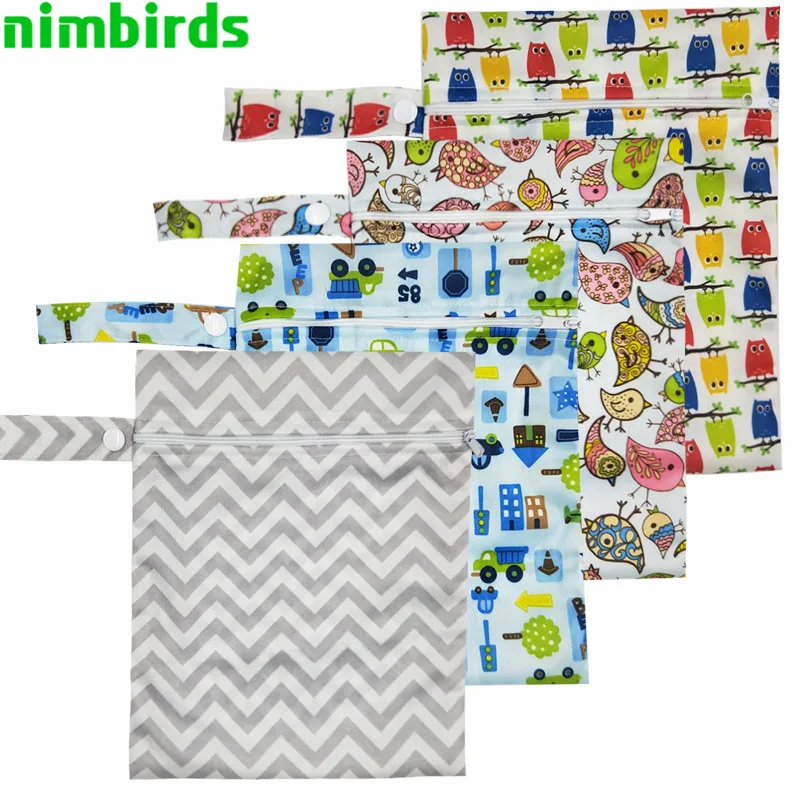 

10 PCS Waterproof Reusable Wet Bag Printed Nappy Bags PUL Travel Wet Dry Bag Washable Wetbag Bags 20x25 cm Diaper Bag Wholesale