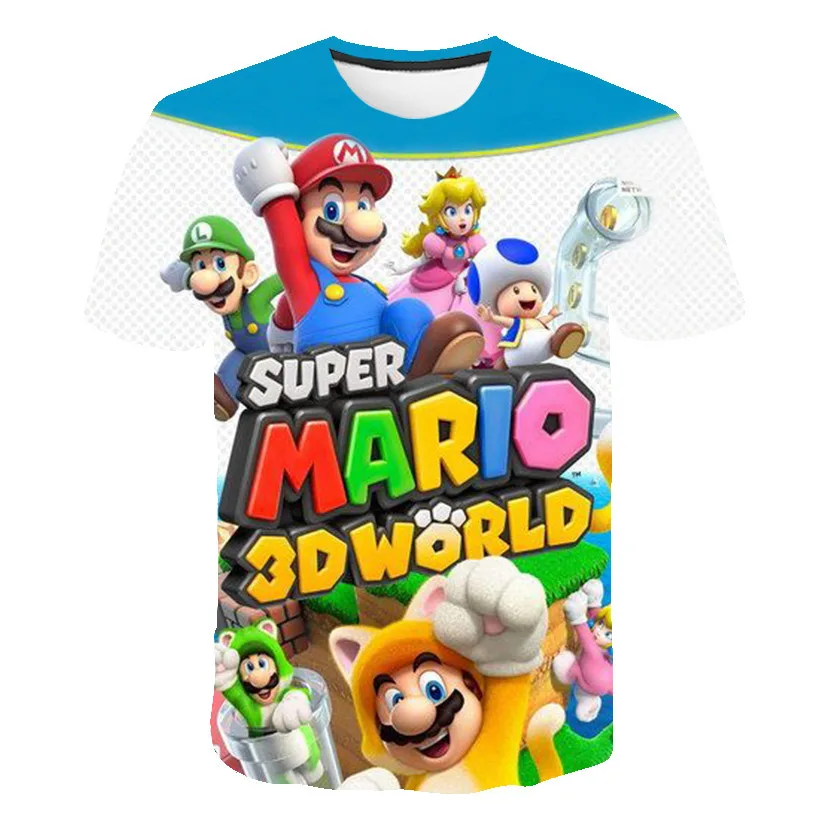 Модная футболка для мальчиков и девочек с принтом «Супер Марио» Детская футболка с короткими рукавами с изображением героев игры «Супер Марио» детские топы, футболки, одежда для малышей - Цвет: 3237