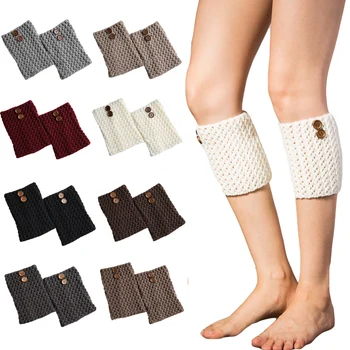 

Ladies Leg Warmers Boot Cuffs Socks Knitted Crochet Short Twill Button Socks WATMX0046