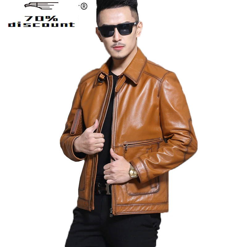 

Real Cow Leather Jacket Men Spring Autumn Motorcycle Genuine 200% Cowhide Coat Men Leather Jackets L26C3206 KJ2333