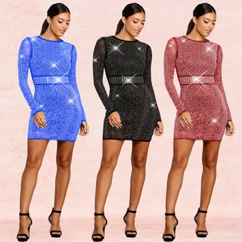 

BacklakeGirls HT481 Scoop Neck Straight Tulle Illusion Mini Cocktail Dress Long Sleeve Three Colors Robe De Soirée Au Genou 2020