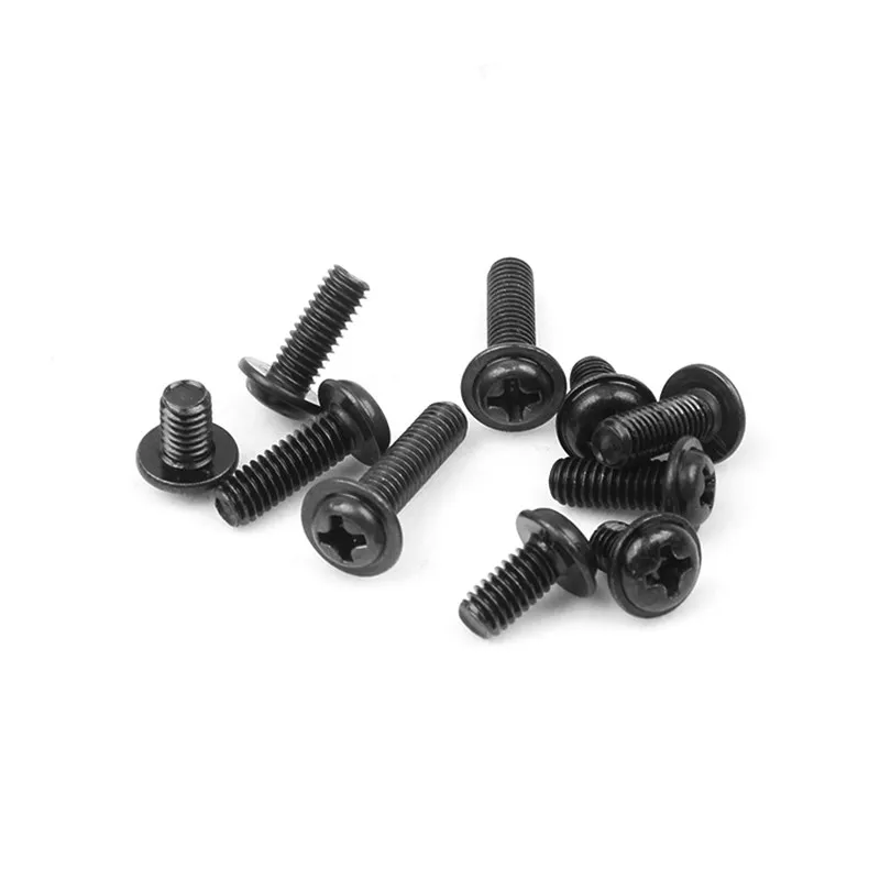 

M2 M2.5 Phillips Cross Recessed Washer Pan Head Machine Screw Metric Thread Computer Wafe Head Bolt Black Steel
