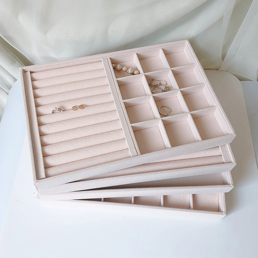 Removable Jewelry Display Cufflinks Organizer Box Earring necklace Tray Holder Storage Showcase jewelry storage case