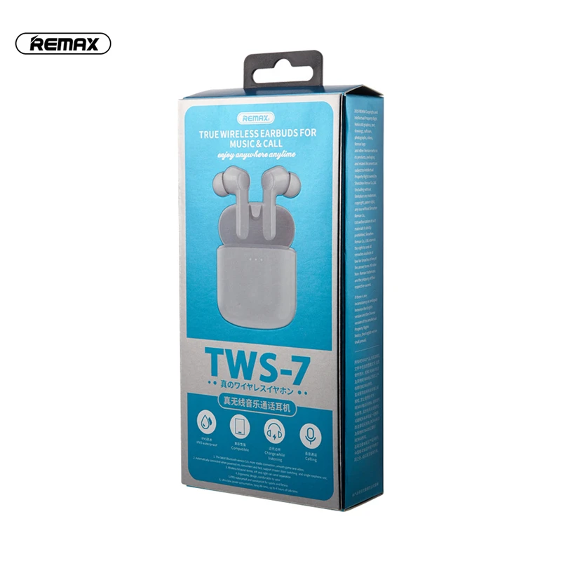 Remax TWS-7 Bluetooth наушники стерео Беспроводная гарнитура Smart Touch управление с микрофоном наушники для iPhone Redmi Airdots