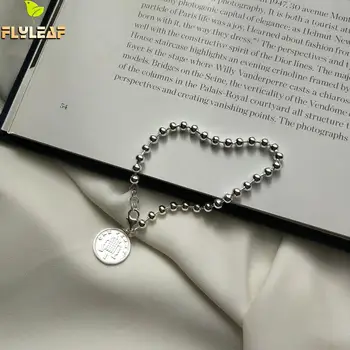 

Flyleaf Bead Chain Coin Empress Portrait Real 925 Sterling Silver Bracelets For Women Fashion Fine Jewelry Bracelets & Bangles