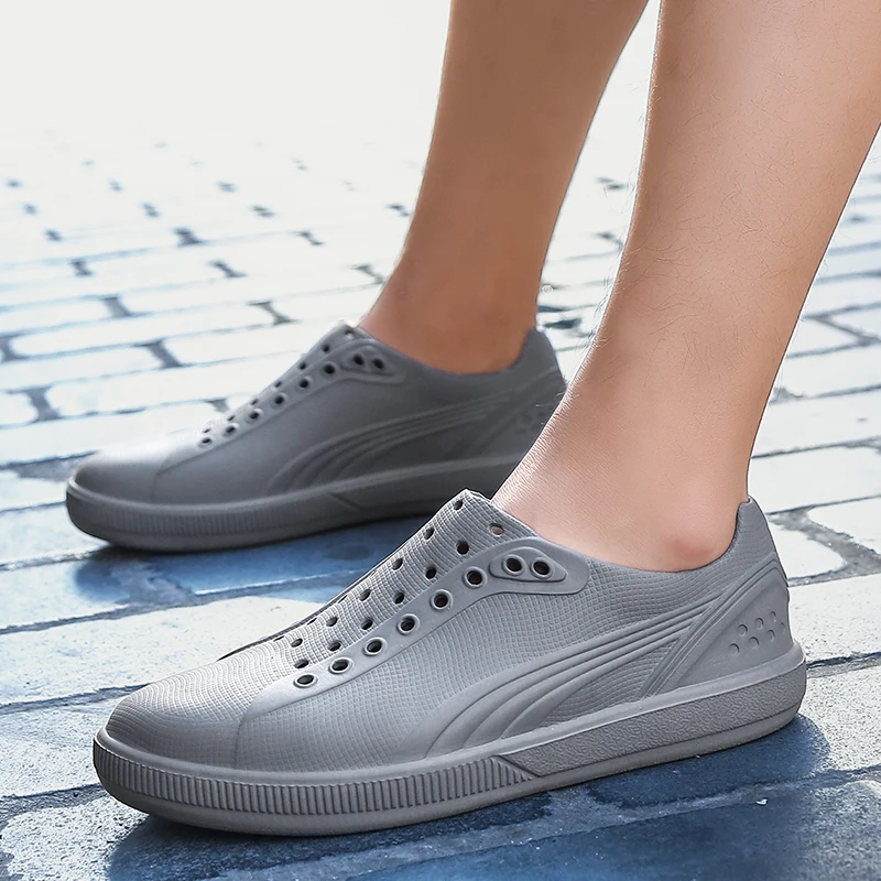 

Coslony Mens Leather Sandal Boosili Men's Cave Shoes Double Color Garden High Quality Breathable Clogs Lightweight 4 Colours