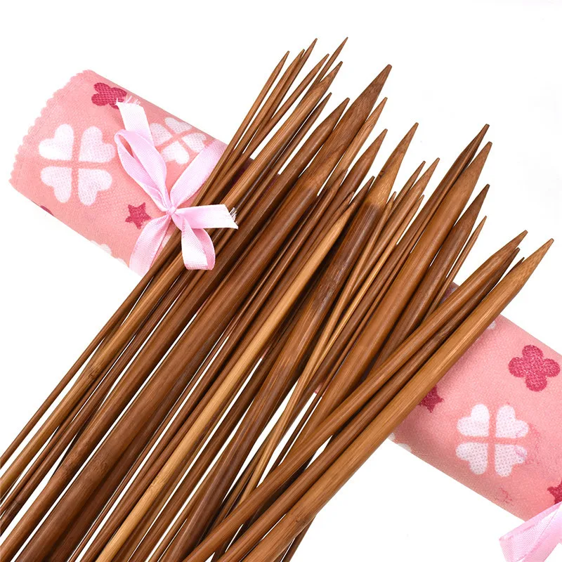 36pcs Bamboo Knitting Needles Set Mix 2.0mm to 10.0mm 25cm 35cm Straight Single Point Yarn Weave Knitting Needles Hook Kit