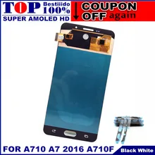 Замена датчика lcd s для Samsung Galaxy A7 A710 A710F A710M AMOLED телефон lcd дисплей кодирующий преобразователь сенсорного экрана в сборе