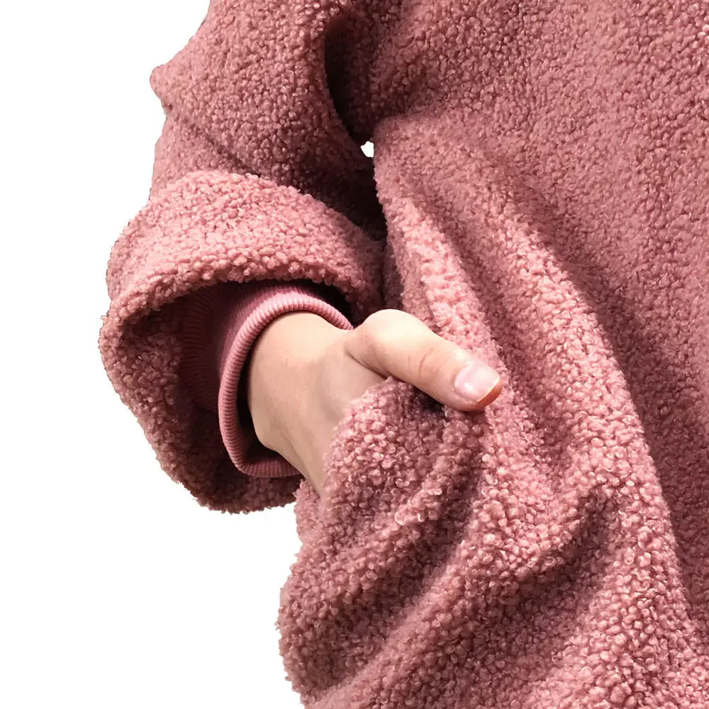 Плюшевый флисовый женский свитер из шерпы, толстые флисовые топы, пушистые пуловеры, зимние теплые женские уличные свитера из шерпы