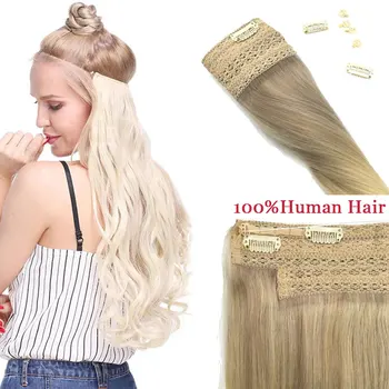 

Straight Flip in Extension Real Human Hair Remy Invisible Weft Wire Clip Fish Line Hairpiece Natural Flip Hidden Secret Wire