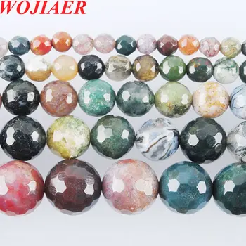 

WOJIAER 5 Piece 4-12mm Indian Tribe Agates Faceted Natural stone Beads Loose Round Beads for Jewelry Making PBY920
