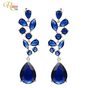 

Rainbamabom 925 Solid Sterling Silver Created Moissanite Diamonds Gemstone Wedding Engagement Fine Jewelry Earrings For Women