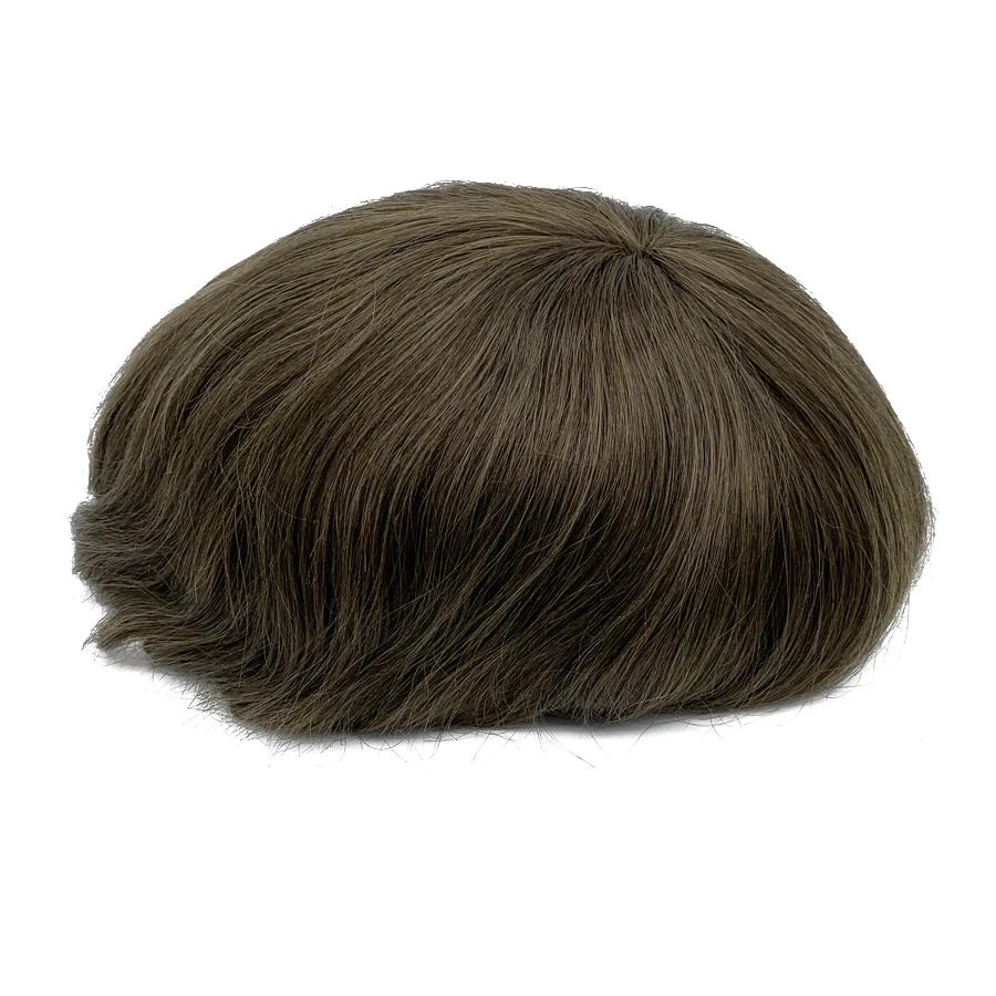 남성용 Toupee 미들 스위스 레이스 가발, 실제 자연모, 인도 인모, Toupee 교체 시스템, 가발 보형물