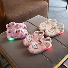 Sandales d'été pour filles, chaussures de plage souples et lumineuses, avec nœud papillon, respirantes, 2021, D01226