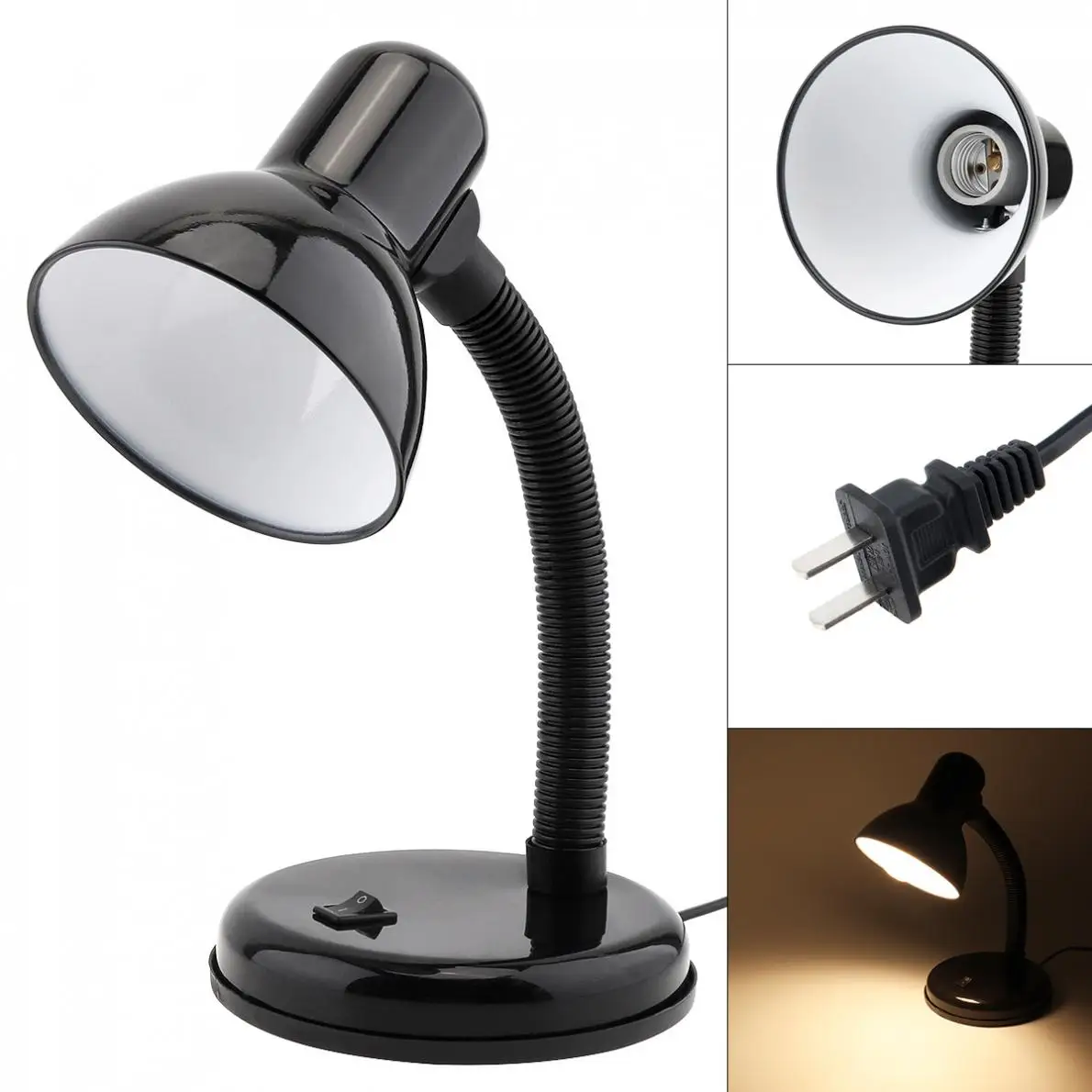 

7W Vintage E27 LED Metal Iron Art Table Lamp Eye Protection Portable Office Study Learning Desk Lamp for Children Office Bedside