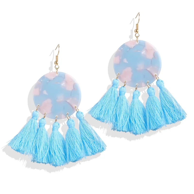 

IF ME Bohemian Acrylic Resin Tassel Dangle Earrings for Women Vintage Colorful Splice Drop Earring Jewelry 2019 New Wholesale