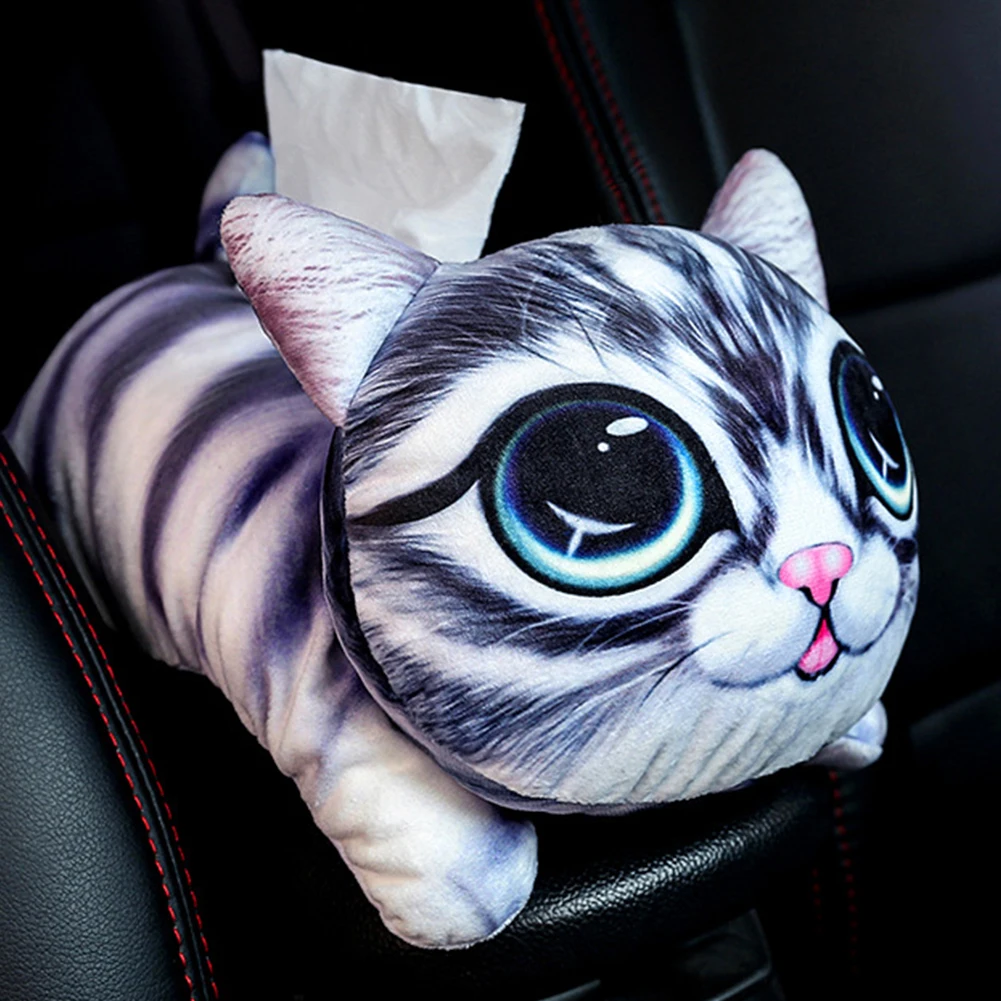 Многофункциональный Автомобильный держатель для салфеток домашняя внутренняя отделка плюшевые Мультяшные милые игрушки универсальный чехол для гостиной в форме животных - Название цвета: Big Eye Cat