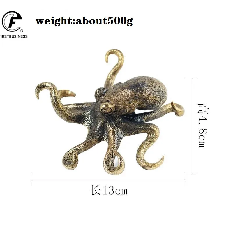 Big Octopus Statue Pure Copper Tea Pet Table Ornament Lucky