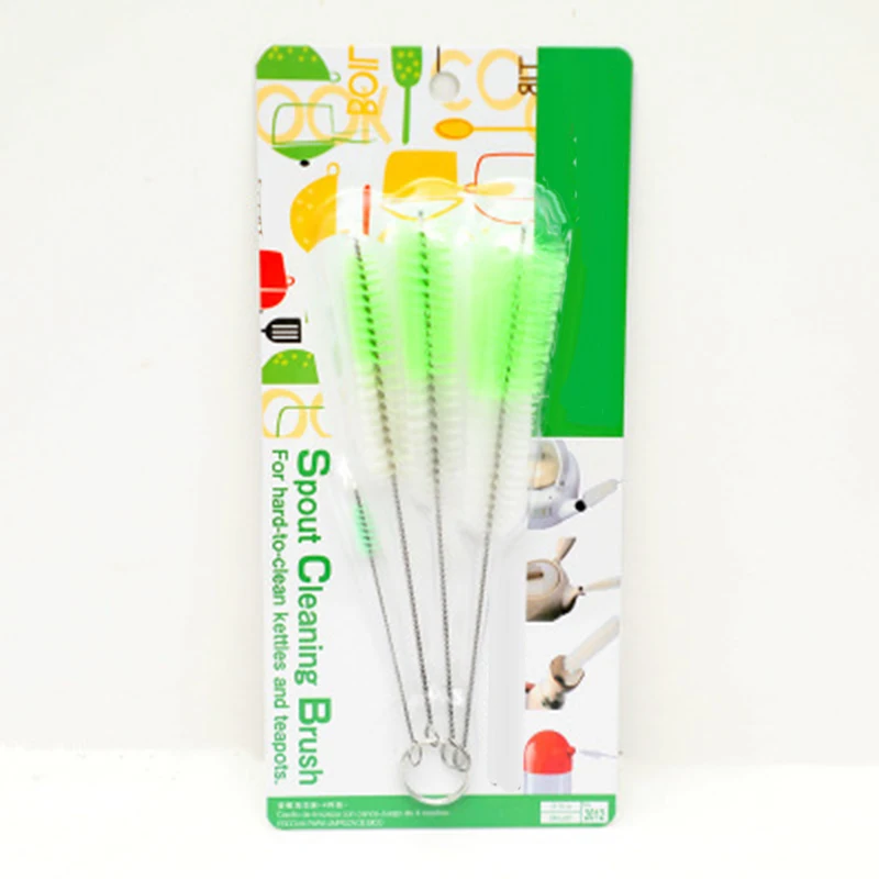 2 Set Nylon Straw Brush Cleaner Bottle Tube Pipe Small Long Cleaning Washing