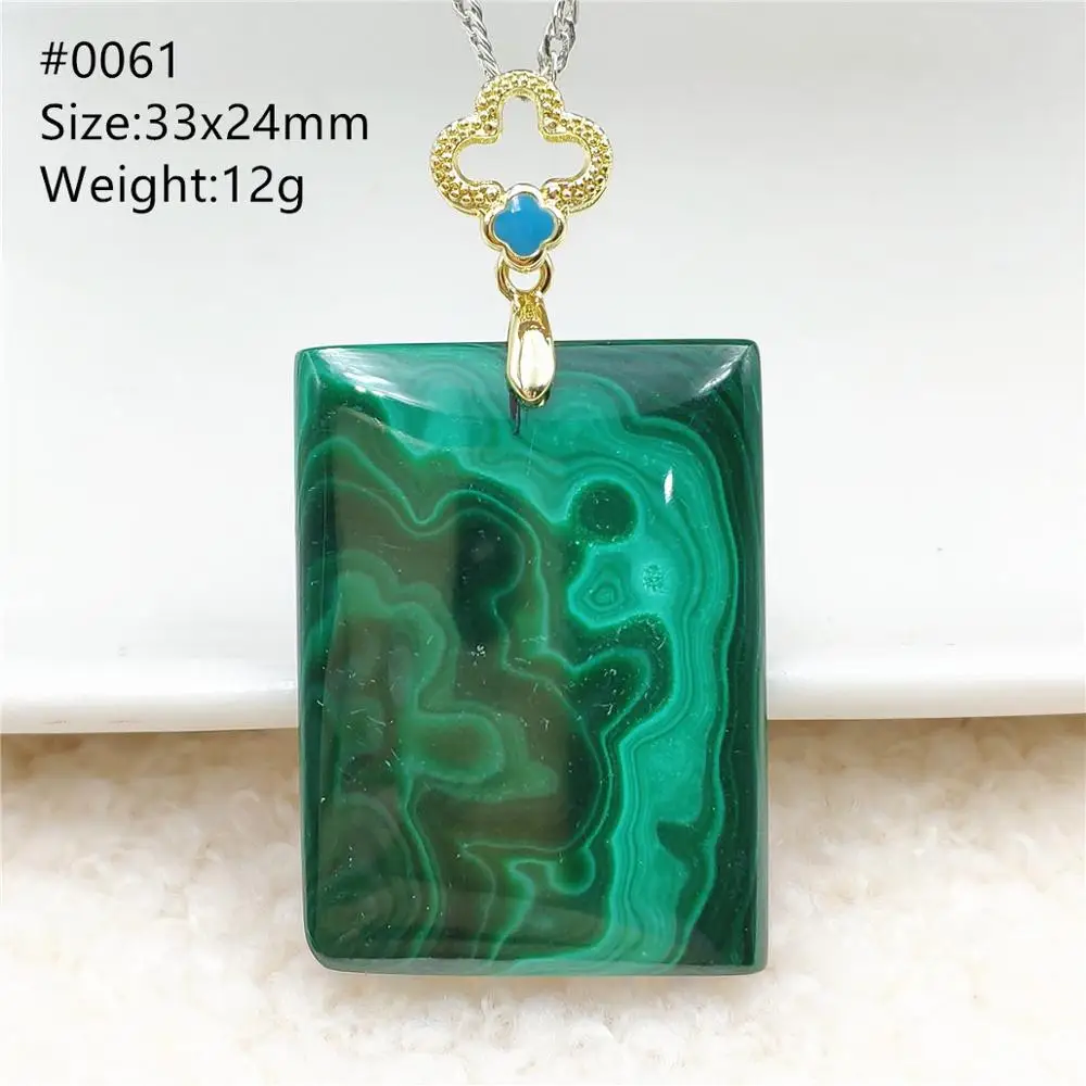 

Genuine Natural Green Malachite Chrysocolla Pendant Women Men Rectangle Gemstone Crystal Healing Stone Necklace Jewelry AAAAA