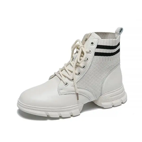 Bootee/ женские ботинки на низком каблуке; женские резиновые сапоги; ботинки на шнуровке; роскошные дизайнерские женские сапоги до середины икры с круглым носком - Цвет: 2