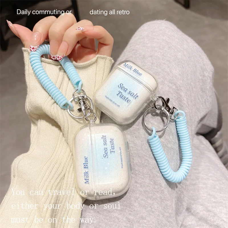 Elegante Custodia Per Auricolari Piccola Colorazione Halo Fresca Per Airpods 1 2 Linea Telefonica Portachiavi Copertura Protettiva Per Airpods Pro