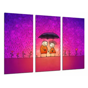 

Couple in the Rain background Romantic Fuchsia, Pink, photo print on wood, modern picture decorative 26932