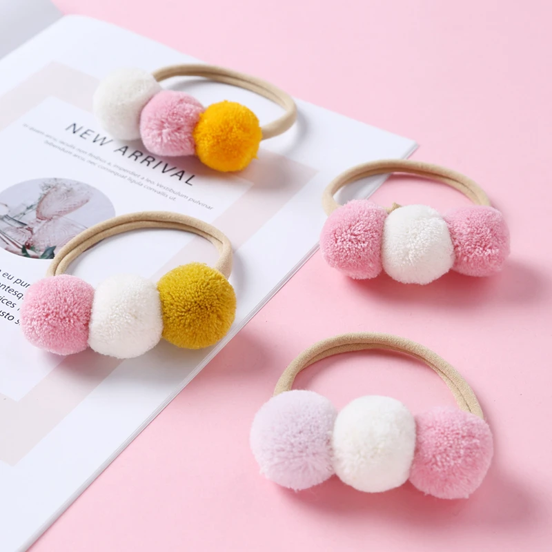 Baby Headband Pompom Girls Kawaii Accessories For Kids Elastic Hair Bands Toddler Soft Headbands Crown Ties Newborn Photp Props baby headband