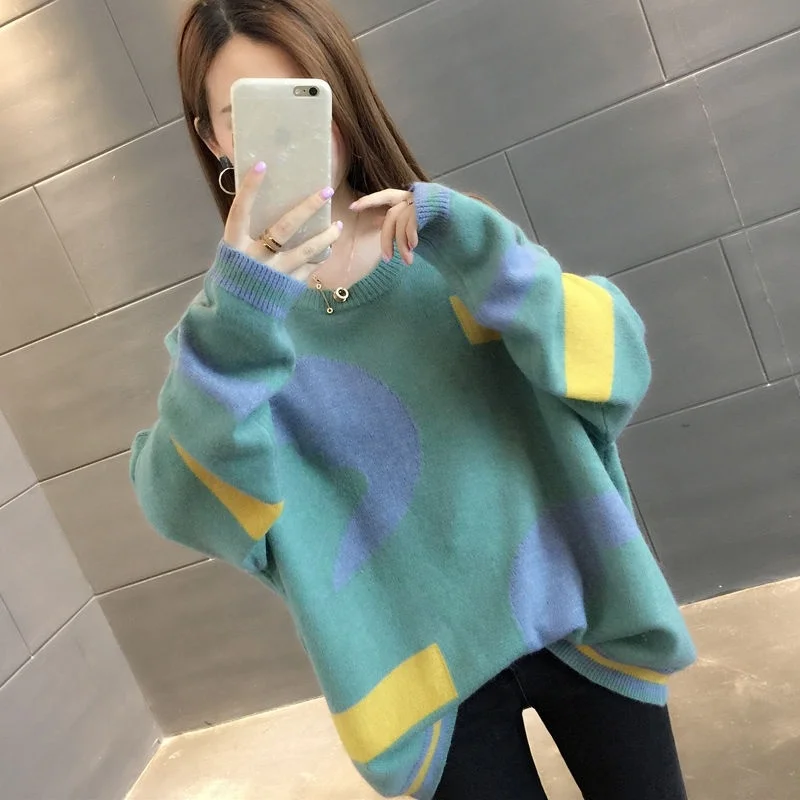 Oversized Women's Jumper Pullover women Sweater Knit Woman Sweaters Loose Christmas | Женская одежда
