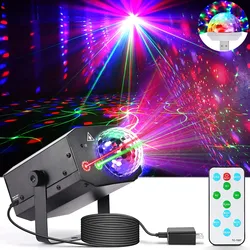 Lumières de noël à LED avec télécommande, 16 modèles, stroboscope RGB, projecteur Laser, son activé, effet de scène pour fête DJ Disco à domicile 