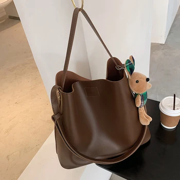 

Casual Solid Crossbody Bags For Women Large Women's Bag Rabbit Pendant Women Shoulder Bag Pu Leather Women's Handbag Shopper New