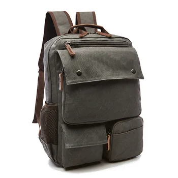 

12OZ Canvas Backpack Male Female solid color Laptop bag 15.6inch Superior grade Vintage outdoor design Durable Trendy Strong